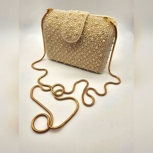 Vintage BEAUTIFUL Inge Christopher Pearl Beaded Embellished Evening Bag Purse